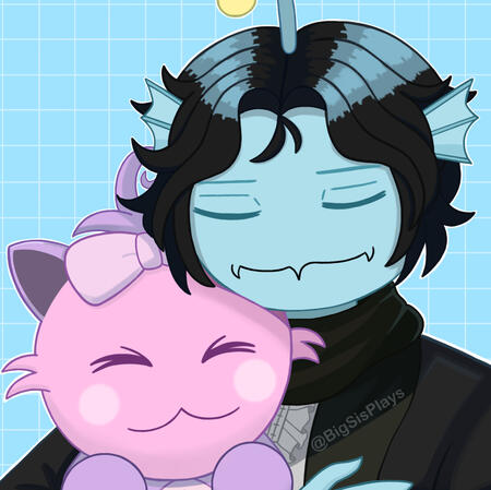 Sebastian hugging my cat oc